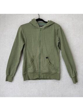 Pact Apparel Hoodie small Green Organic Cotton Fleece Full Zip Unisex Pockets